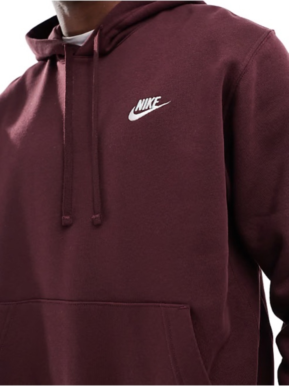 Nike Club Fleece Burgundy Maroon Pullover Hoodie Size Small